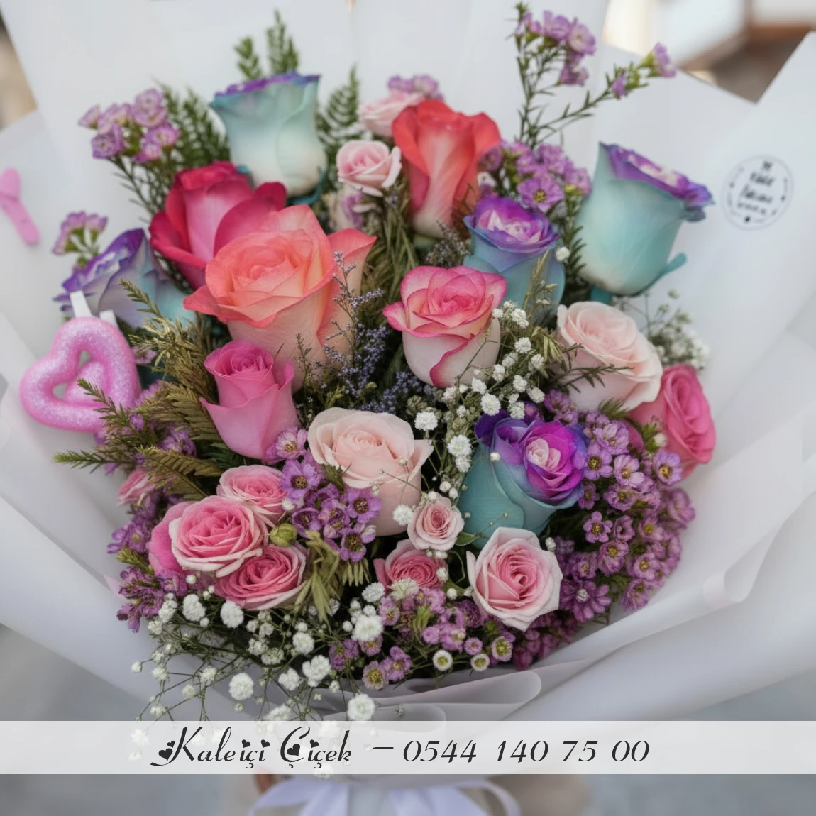 Premium Renkli Gül Buketi