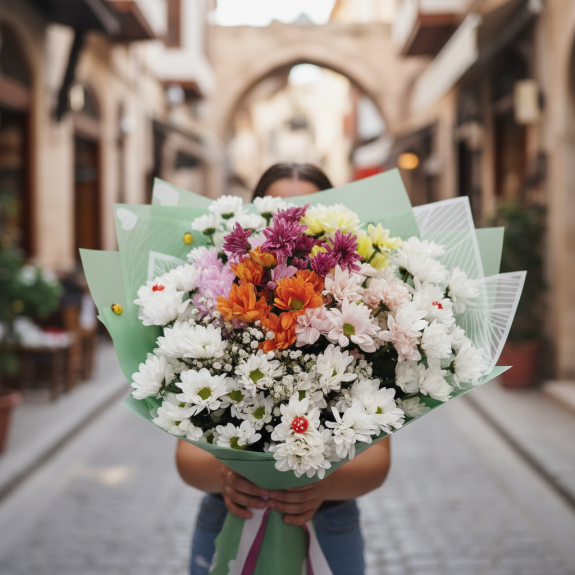 Renkli̇ Papatya Ve Kri̇zantemler(Büyük)