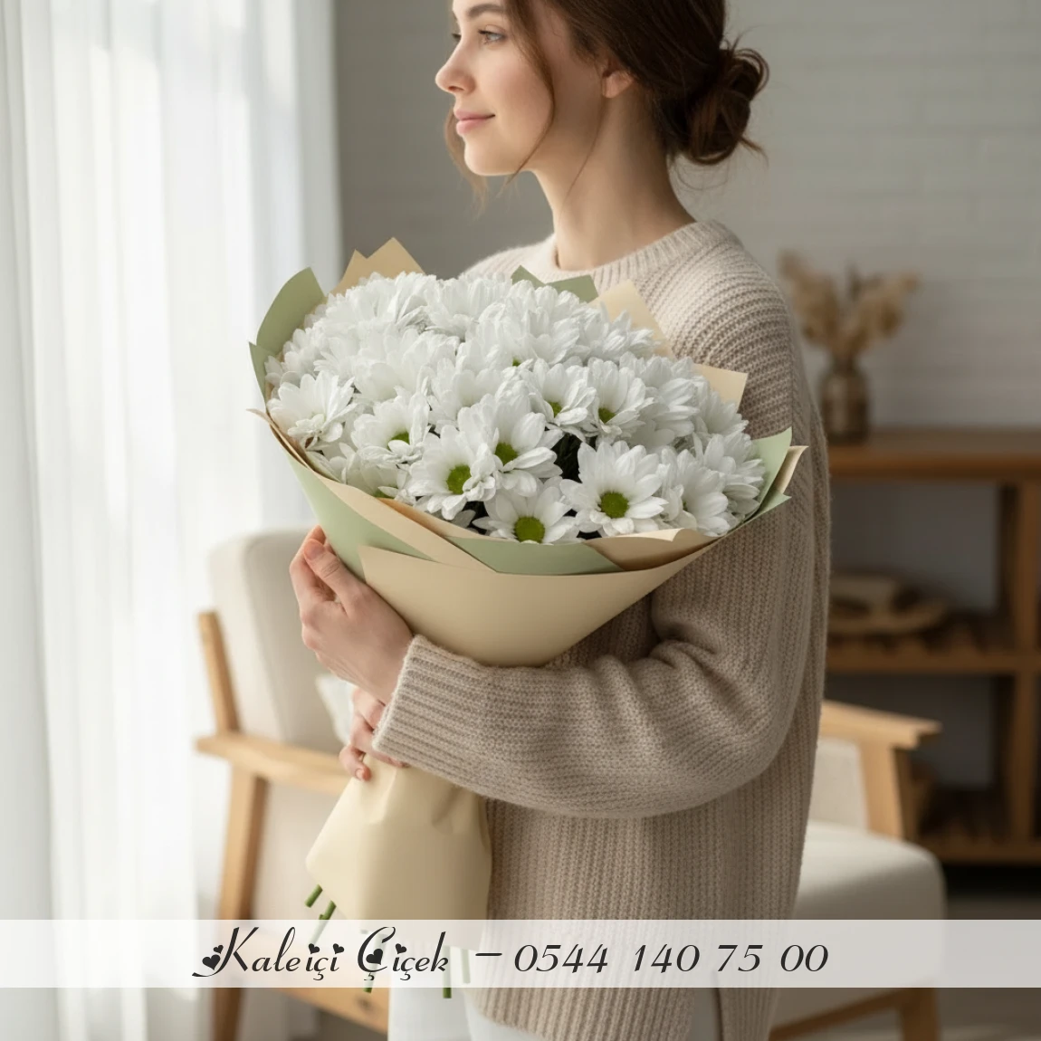 Saf Huzur Beyaz Papatya Buketi