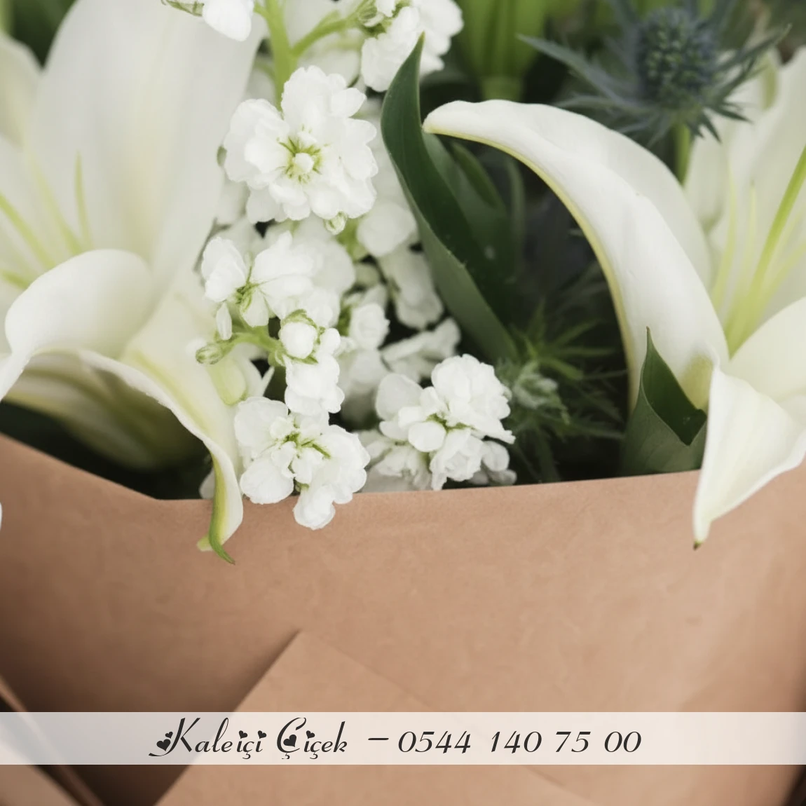 Saflığın Zarif Dokunuşu – Beyaz Lilyum Buketi